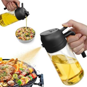 2-in-1 Oil Sprayer for Kitchen Cooking – 470ml Oil Spray Bottle