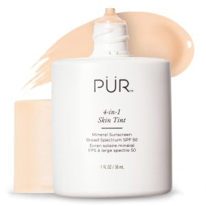 PÜR Minerals 4-in-1 Tinted Sunscreen SPF 50 – Mineral Face Sunscreen, Primer & Skin Tint