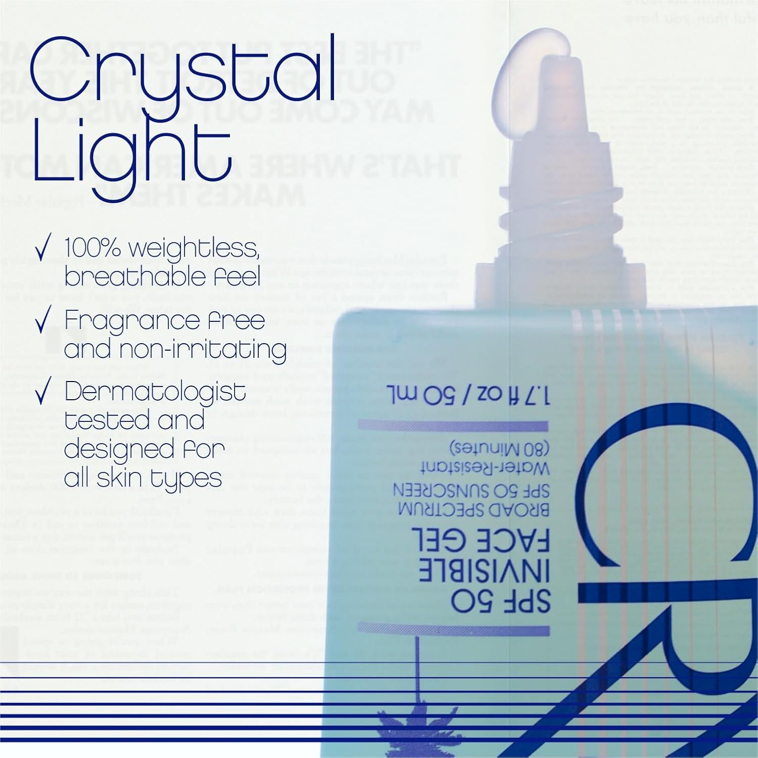 Vacation Crystal SPF 50 Invisible Face Gel Sunscreen – Lightweight Clear Gel - Image 4
